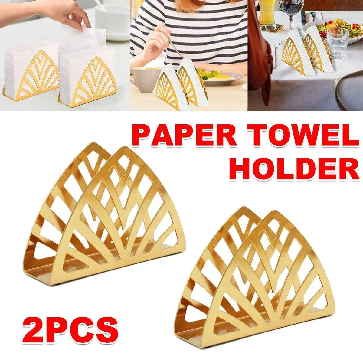 2 Nordic Hollow Napkin Holder Stainless Steel Tissue Dispenser Organiser Kitchen